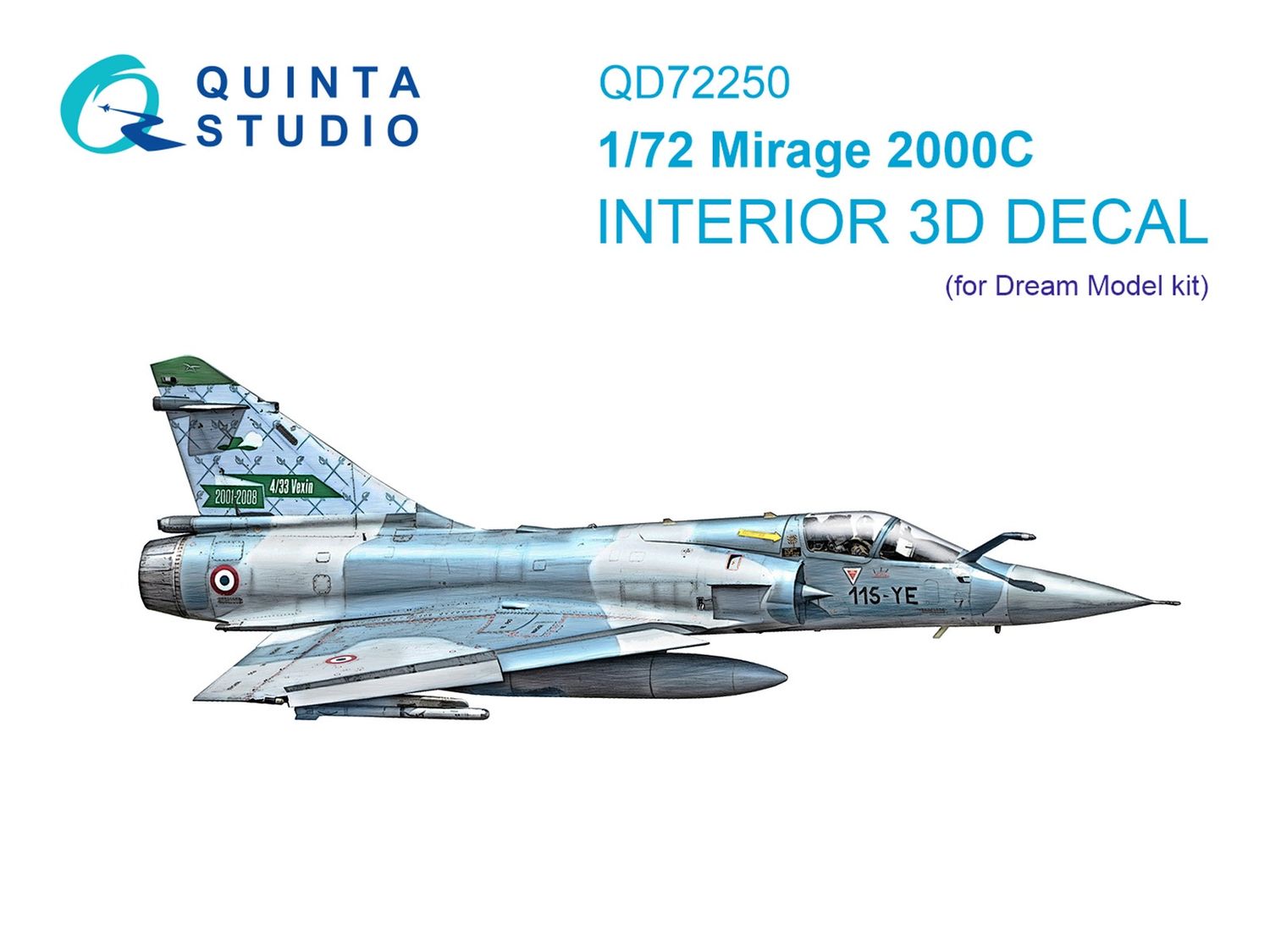 QD72250 - Mirage 2000C 3D-Printed &amp; coloured Interior on decal paper (Dream Model) - 1:72