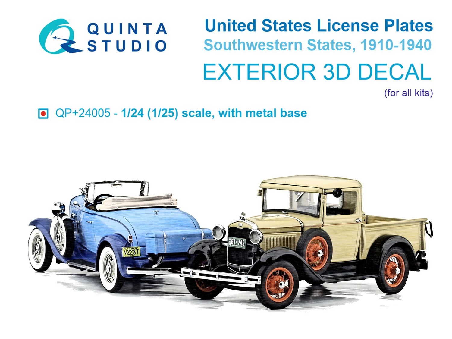 QP+24005 - Southwestern U.S. License Plates 1910-1940 (All kits) (with metal base) - 1:24