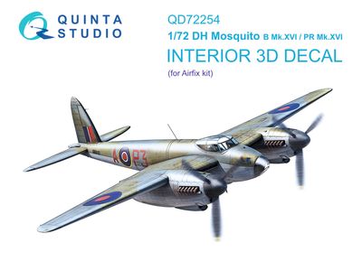 QD+72254 - DH Mosquito B Mk.XVI/PR.XVI 3D-Printed &amp; coloured Interior on decal paper (Airfix) (with 3D-printed resin parts) - 1:72