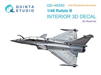 QD+48340 - Dassault Rafale B 3D-Printed &amp; coloured Interior on decal paper  (Revell) (with 3D-printed resin parts) - 1:48