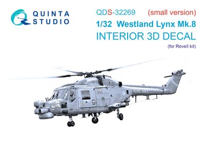 QDS-32269 - Lynx Mk8 3D-Printed &amp; coloured Interior on decal paper (Revell) - Small version - 1:32
