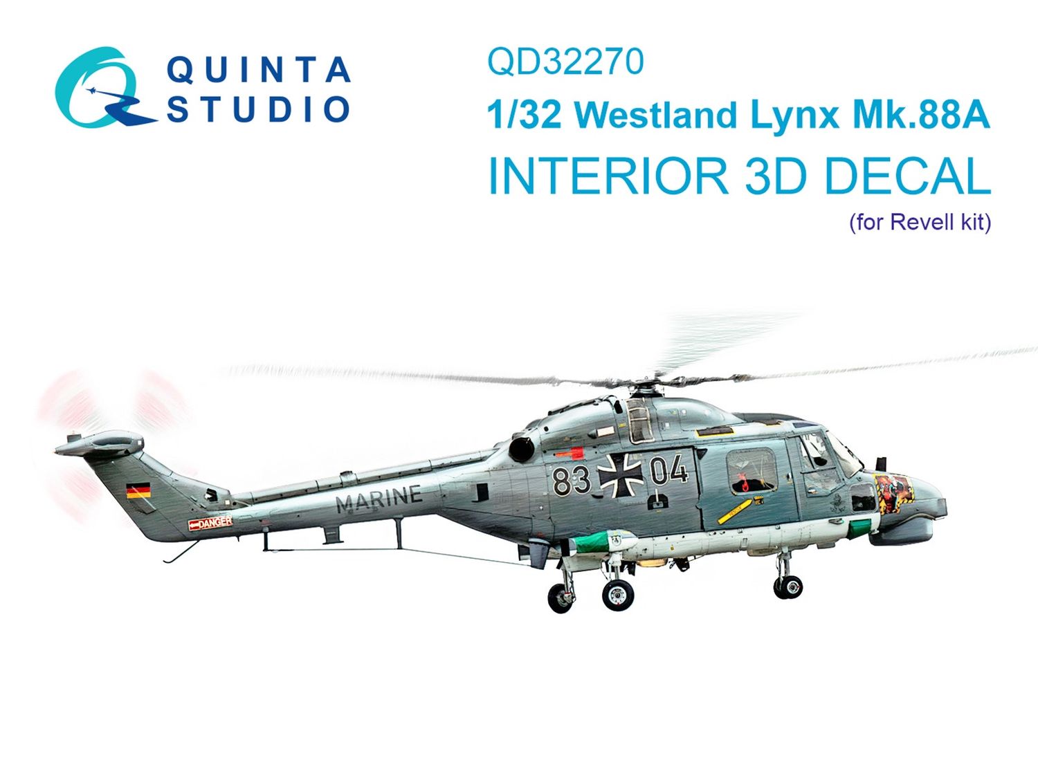 QD32270 - Lynx Mk88a 3D-Printed &amp; coloured Interior on decal paper (Revell) - 1:32