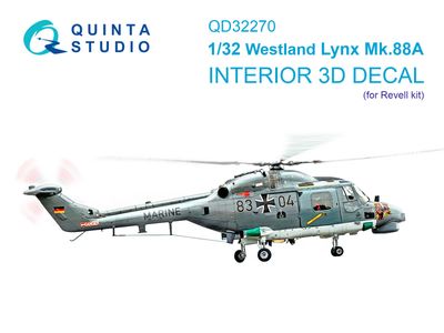QD32270 - Lynx Mk88a 3D-Printed &amp; coloured Interior on decal paper (Revell) - 1:32
