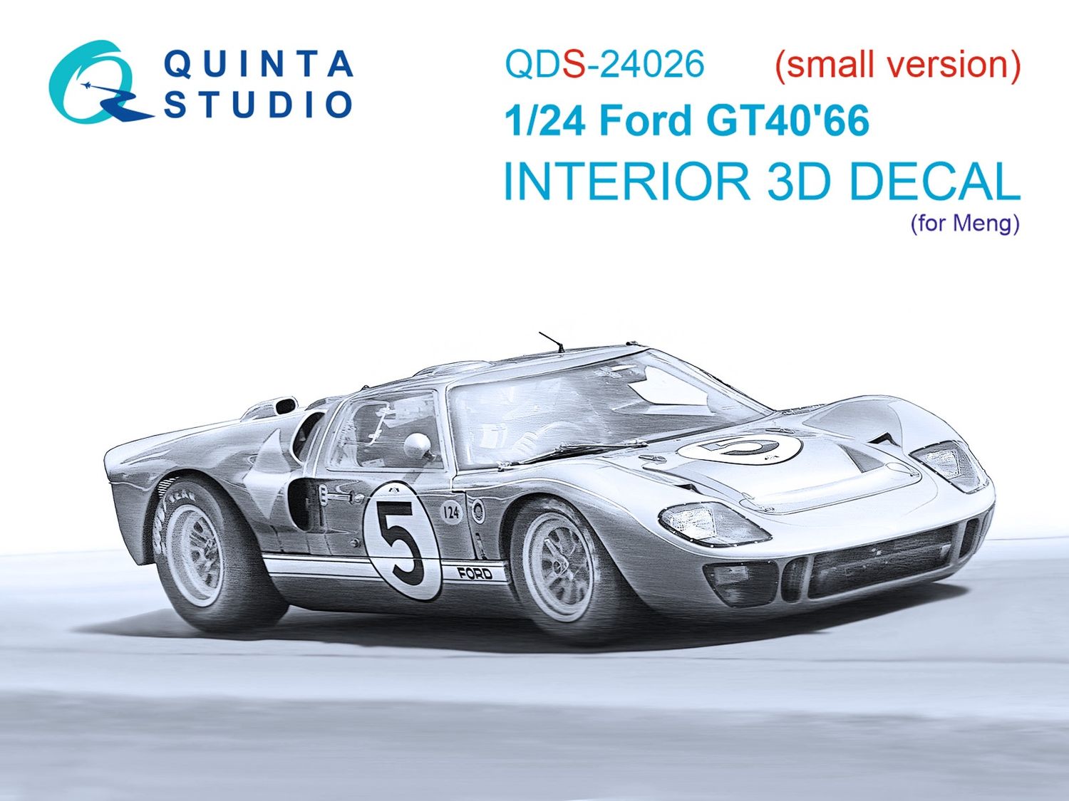 QDS-24026 - Ford GT40 Mark II '66 3D-Printed &amp; coloured Interior on decal paper (Meng) - Small version - 1:24