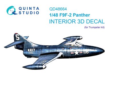 QD48664 - F9F-2 Panther 3D-Printed &amp; coloured Interior on decal paper (Trumpeter) - 1:48