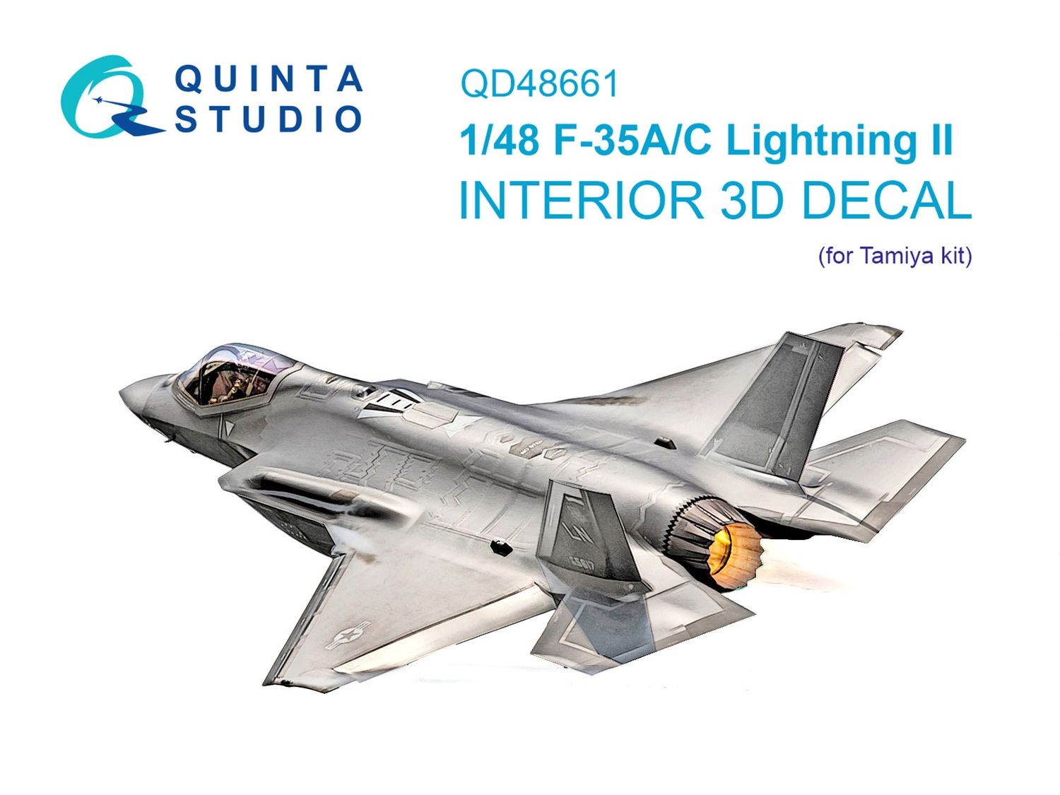 QD48661 - F-35A/F-35C Lightning II 3D-Printed &amp; coloured Interior on decal paper (Tamiya) - 1:48