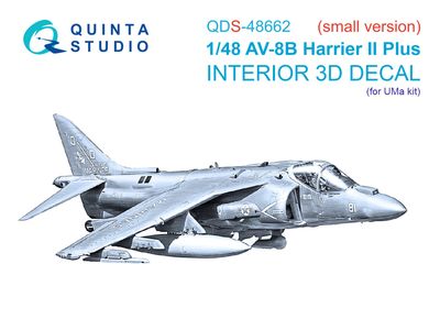 QDS-48662 - AV-8B Harrier II Plus 3D-Printed &amp; coloured Interior on decal paper (UMa) - Small version - 1:48