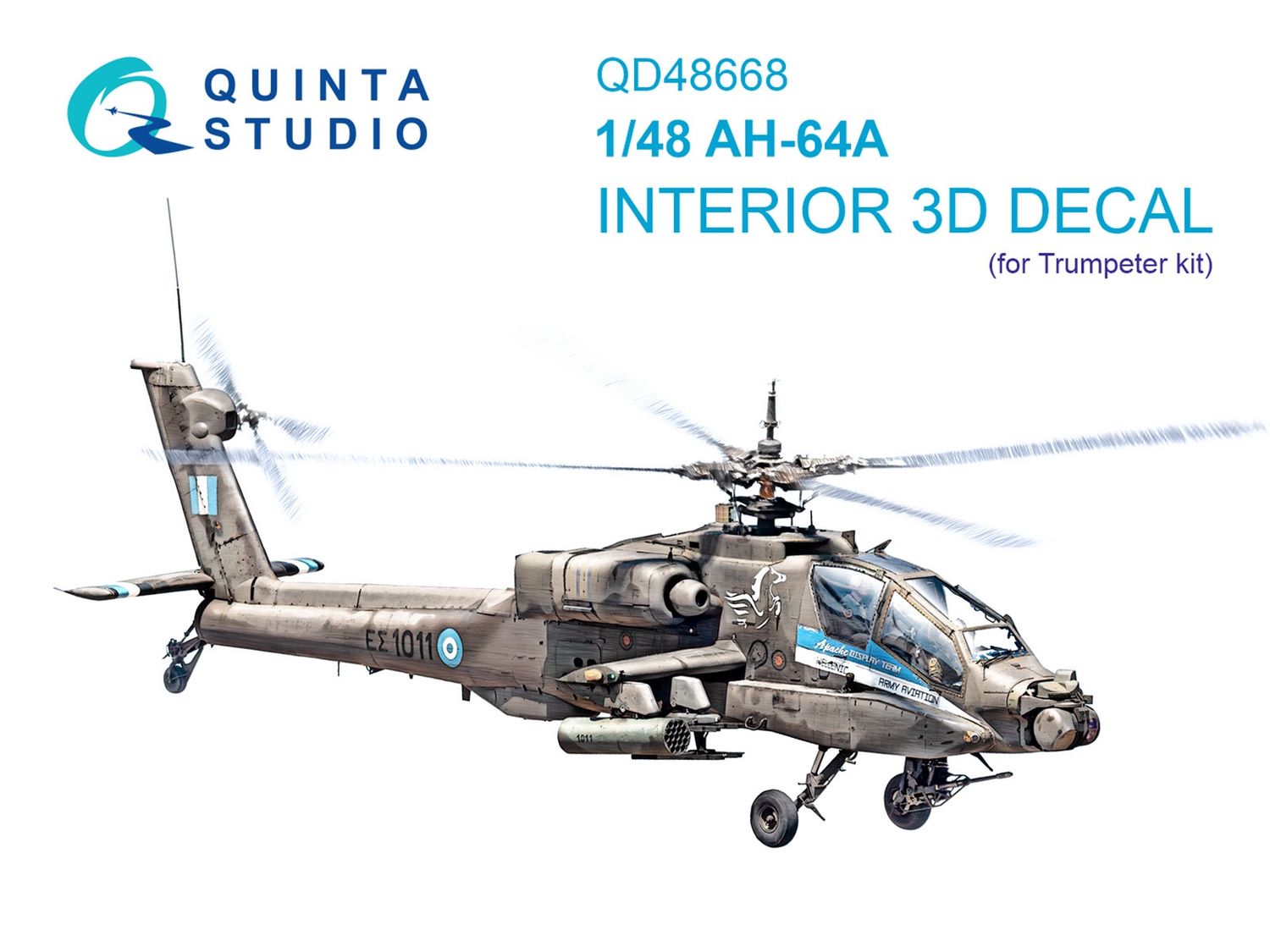 QD48668 - AH-64A 3D-Printed &amp; coloured Interior on decal paper (Trumpeter) - 1:48