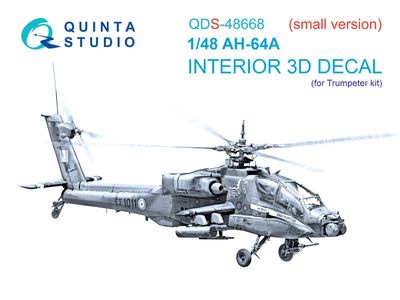 QDS-48668 - AH-64A 3D-Printed &amp; coloured Interior on decal paper (Trumpeter) - Small version - 1:48