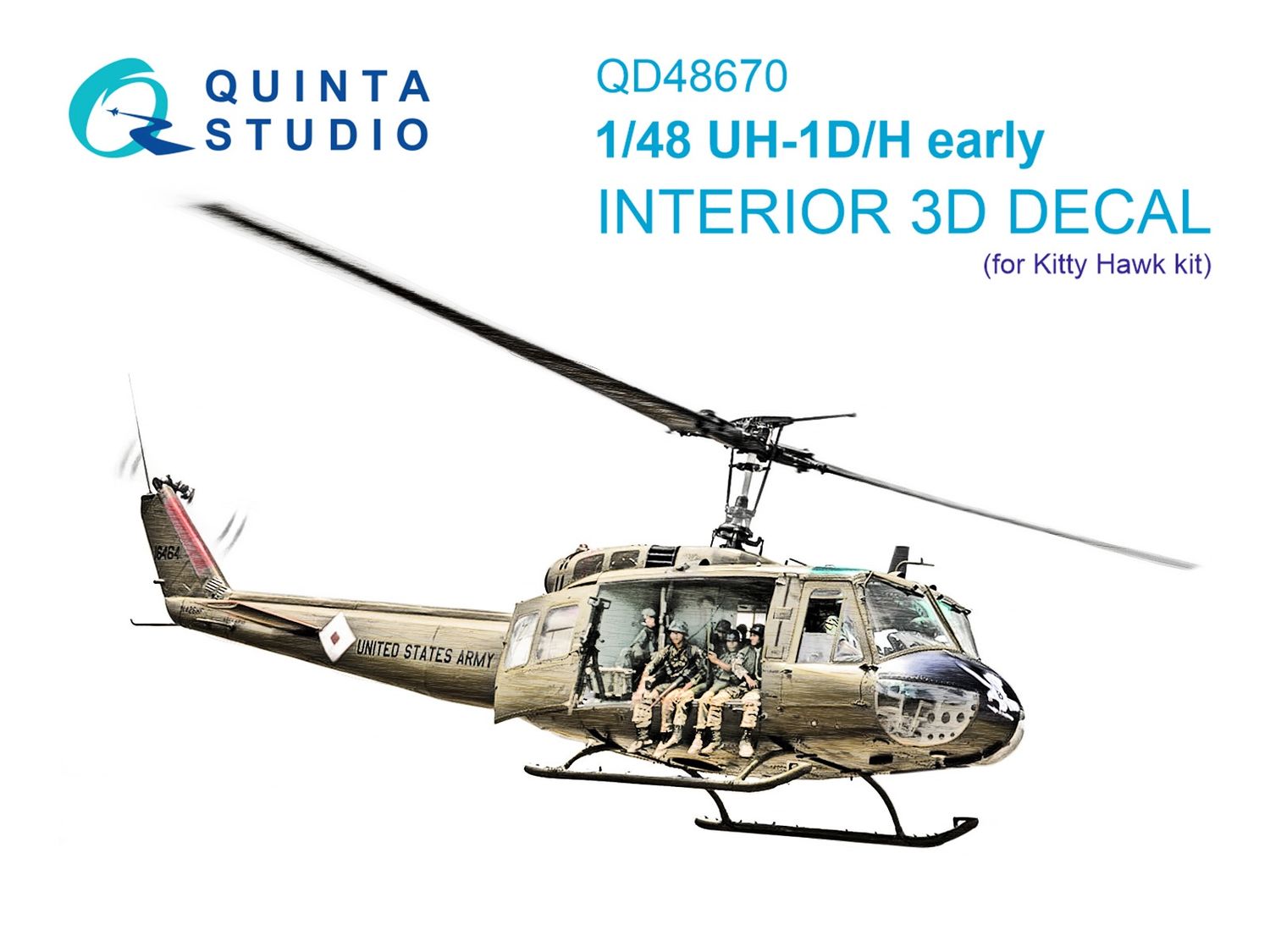 QD48670 - UH-1D early/UH-1H early 3D-Printed &amp; coloured Interior on decal paper (Kitty Hawk) - 1:48