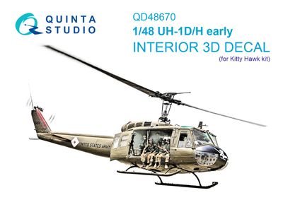 QD48670 - UH-1D early/UH-1H early 3D-Printed &amp; coloured Interior on decal paper (Kitty Hawk) - 1:48