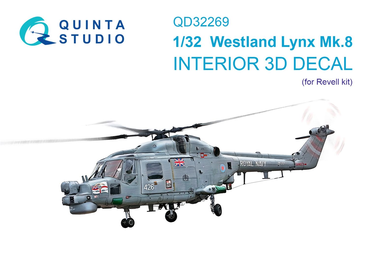 QD32269 - Lynx Mk8 3D-Printed &amp; coloured Interior on decal paper (Revell) - 1:32