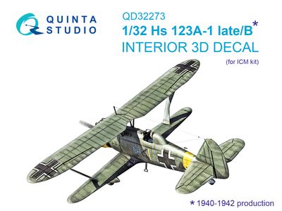 QD32273 - Hs 123A-1 late/Hs 123B 3D-Printed &amp; coloured Interior on decal paper (ICM) - 1:32