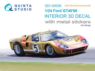 QD+24026 - Ford GT40 Mark II '66 3D-Printed &amp; coloured Interior on decal paper (Meng) (with 3D-printed resin and metal sticker parts) - 1:24