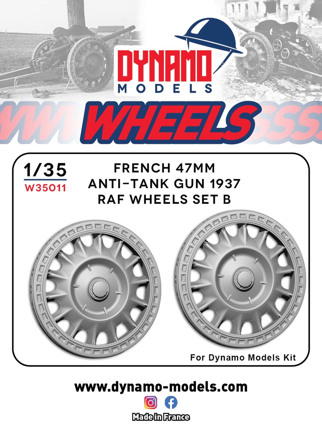 W35011 - Wheels Type RAF Version B for French 47mm Anti Tank Gun  - 1:35