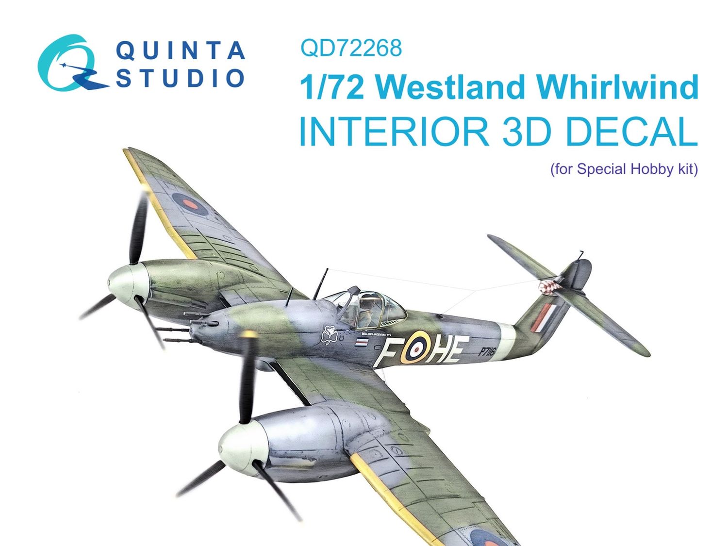 QD72268 - Westland Whirlwind 3D-Printed &amp; coloured Interior on decal paper (Special Hobby) - 1:72