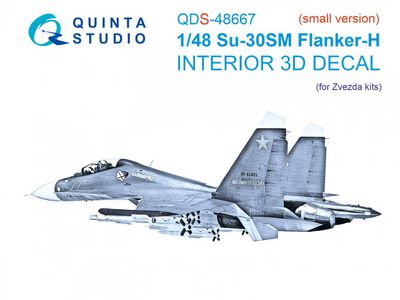 QDS-48667 - Su-30SM 3D-Printed &amp; coloured Interior on decal paper (Zvezda) - Small version - 1:48