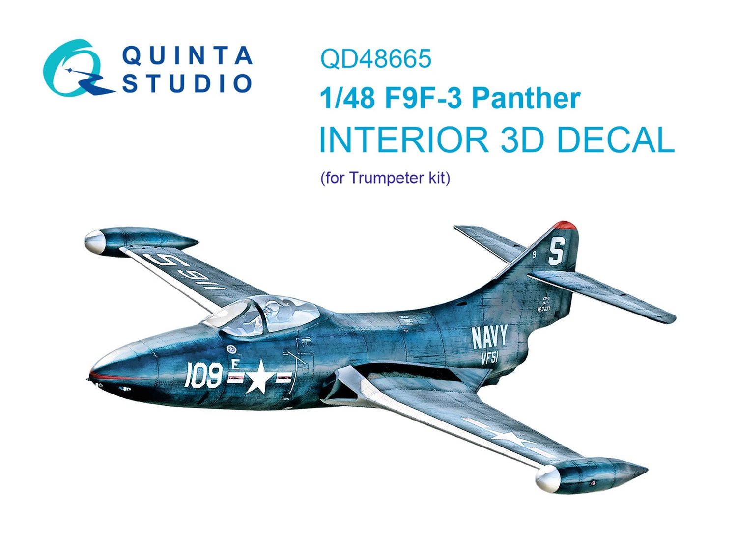 QD48665 - F9F-3 Panther 3D-Printed &amp; coloured Interior on decal paper  (Trumpeter) - 1:48