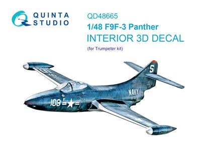 QD48665 - F9F-3 Panther 3D-Printed &amp; coloured Interior on decal paper  (Trumpeter) - 1:48