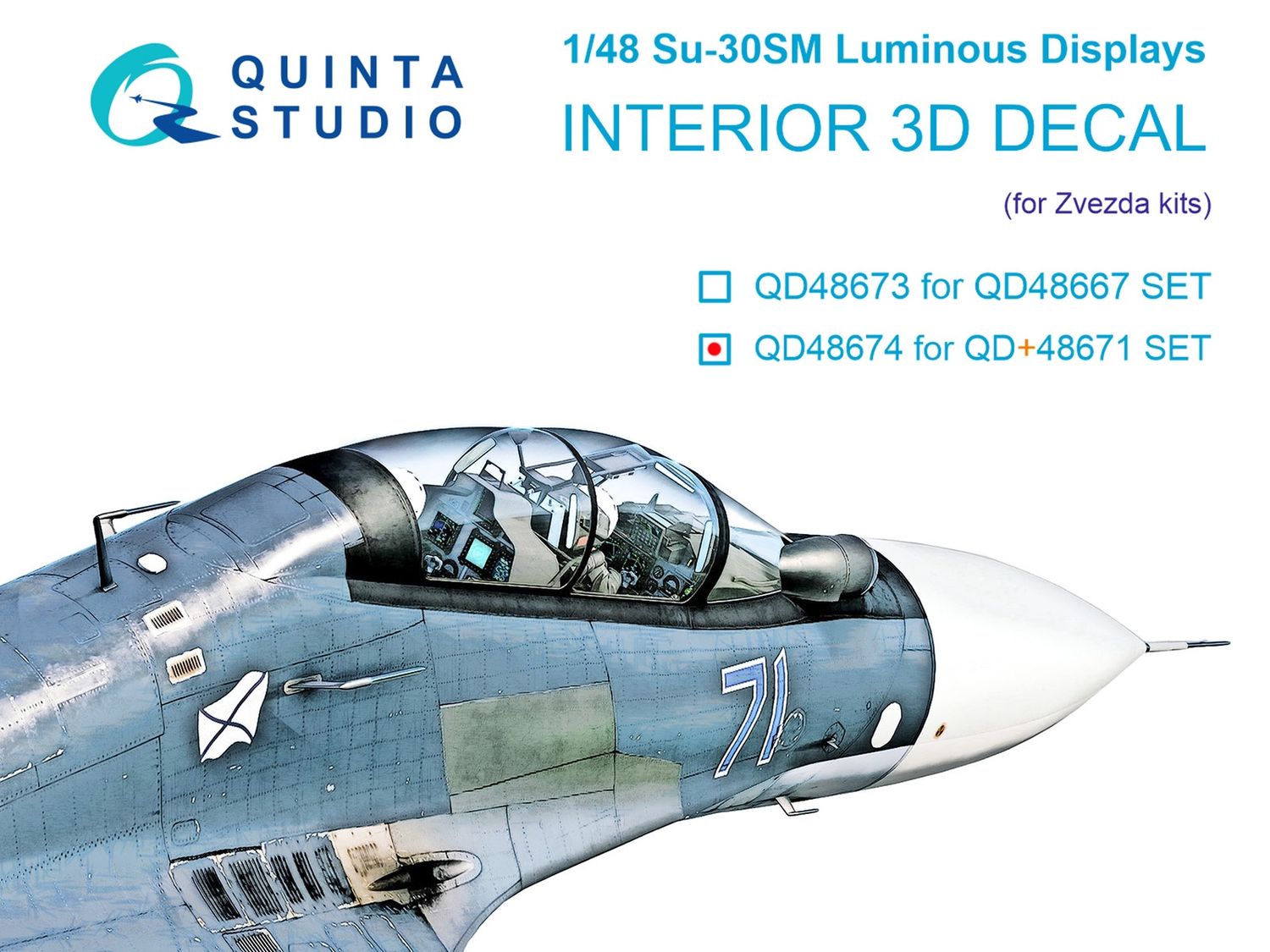 QD48674 - Su-30SM  luminous displays for QD+48671 set (Zvezda) - 1:48