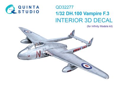 QD32277 - DH.100 Vampire F.3 3D-Printed &amp; coloured Interior on decal paper (Infinity Models) - 1:32