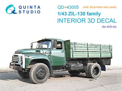 QD+43005 - ZIL-130 family 3D-Printed &amp; coloured Interior on decal paper (AVD) (with 3D-printed resin parts) - 1:43