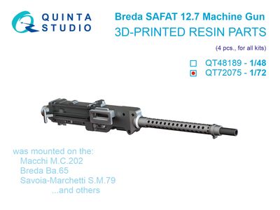 QT72075 - Breda SAFAT 12.7, WWII Italian Machine Gun, 4 pcs (for all kits) - 1:72