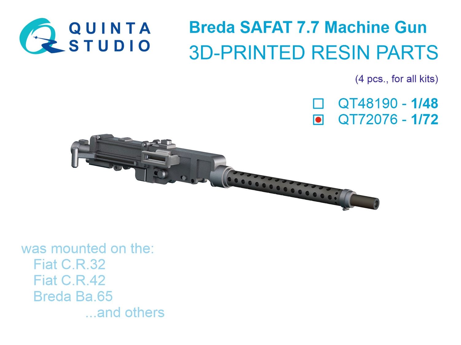 QT72076 - Breda SAFAT 7.7, WWII Italian Machine Gun, 4 pcs (for all kits) - 1:72