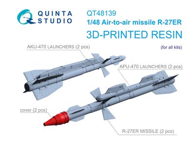 QT48139 - R-27ER Air-to-Air Missiles with Launchers, 2 pcs (for all kits) - 1:48
