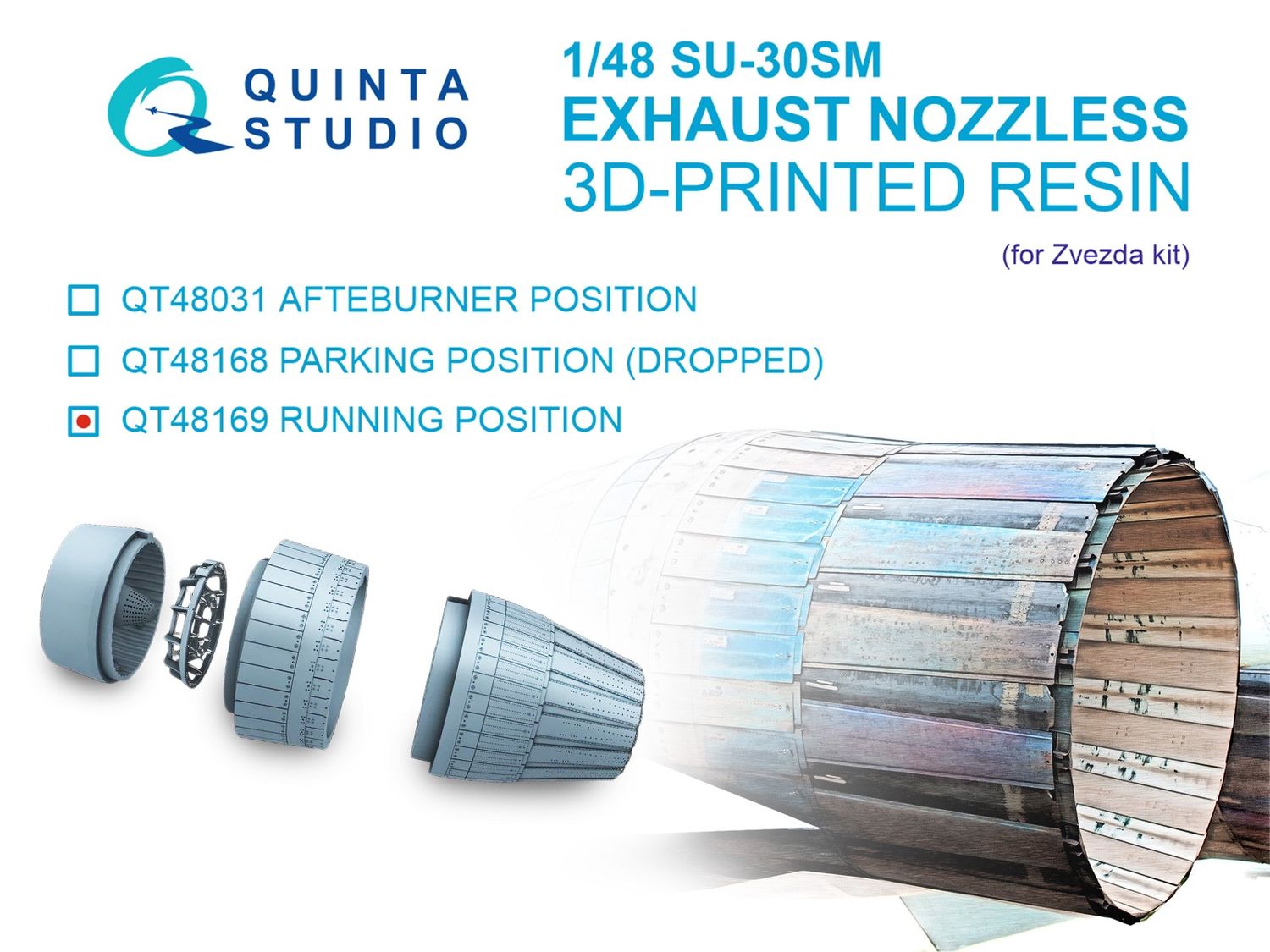 QT48169 - Su-30SM Exhaust Nozzles (Engines Running) (Zvezda) - 1:48