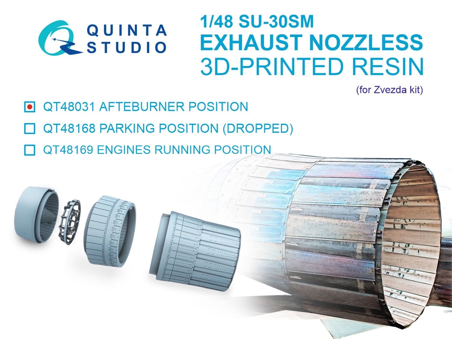 QT48031 - Su-30SM Exhaust Nozzles (Afterburner Position) (Zvezda) - 1:48