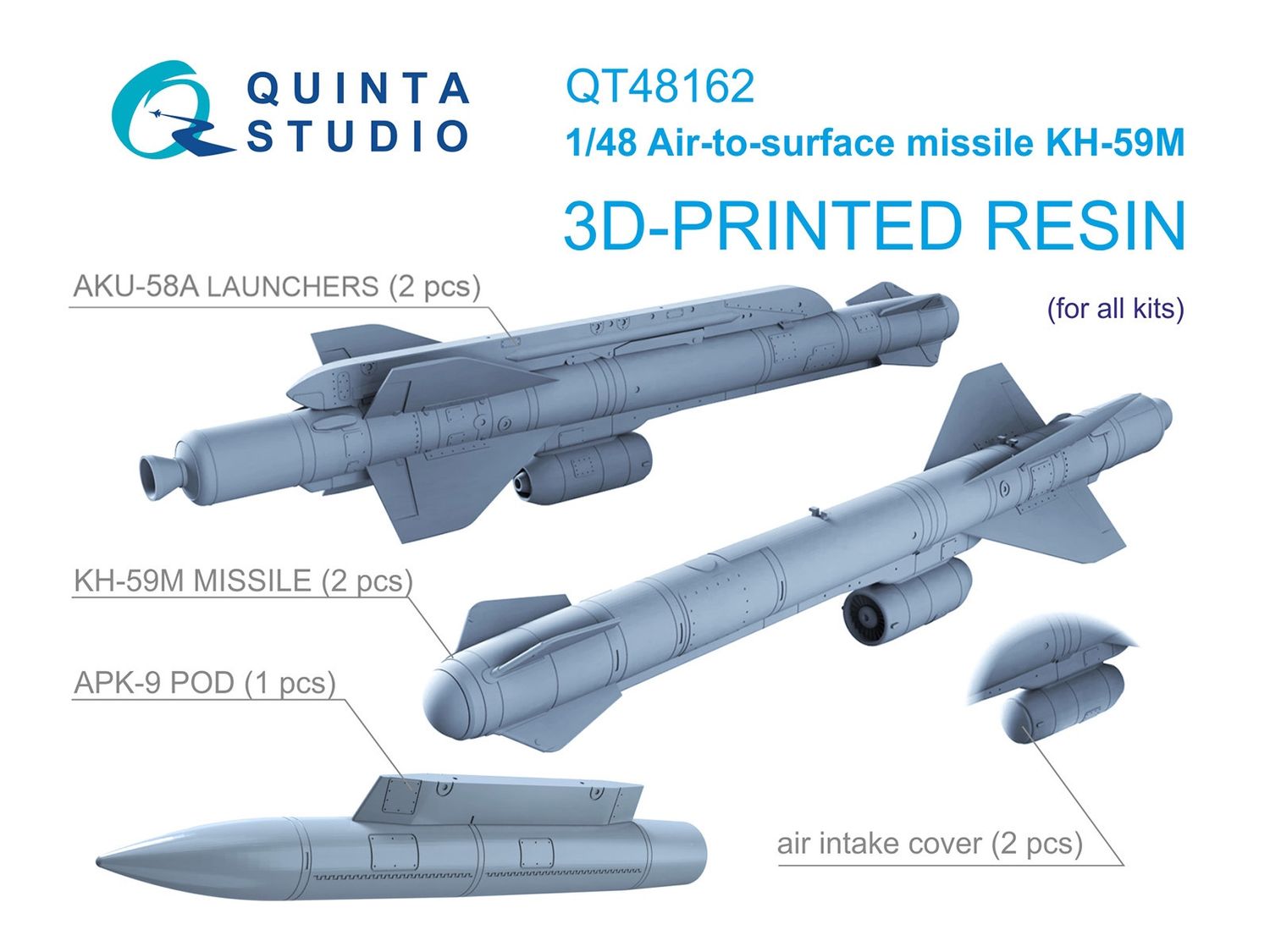 QT48162 - KH-59М Air-to-surface Missiles with Launchers and Targeting Pod, 2 pcs (for all kits) - 1:48
