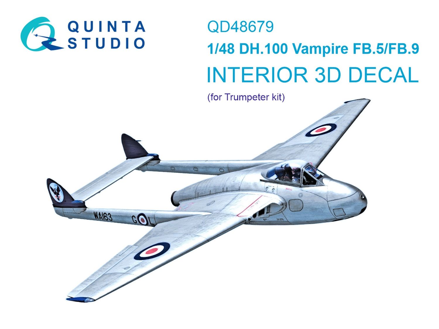QD48679 - DH.100 Vampire FB.5/FB.9 3D-Printed &amp; coloured Interior on decal paper (Trumpeter) - 1:48