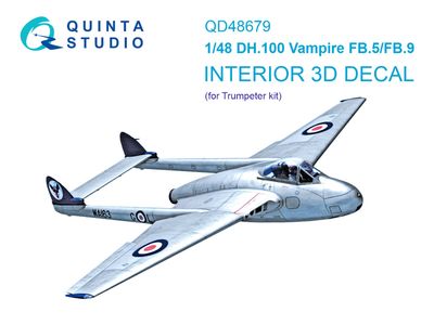QD48679 - DH.100 Vampire FB.5/FB.9 3D-Printed &amp; coloured Interior on decal paper (Trumpeter) - 1:48