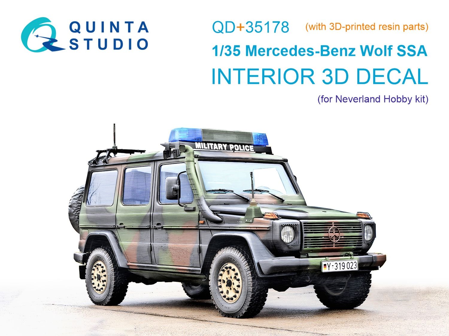 QD+35178 - Mercedes-Benz Wolf SSA 3D-Printed &amp; coloured Interior on decal paper (Neverland Hobby) (with 3D-printed resin parts)  - 1:35