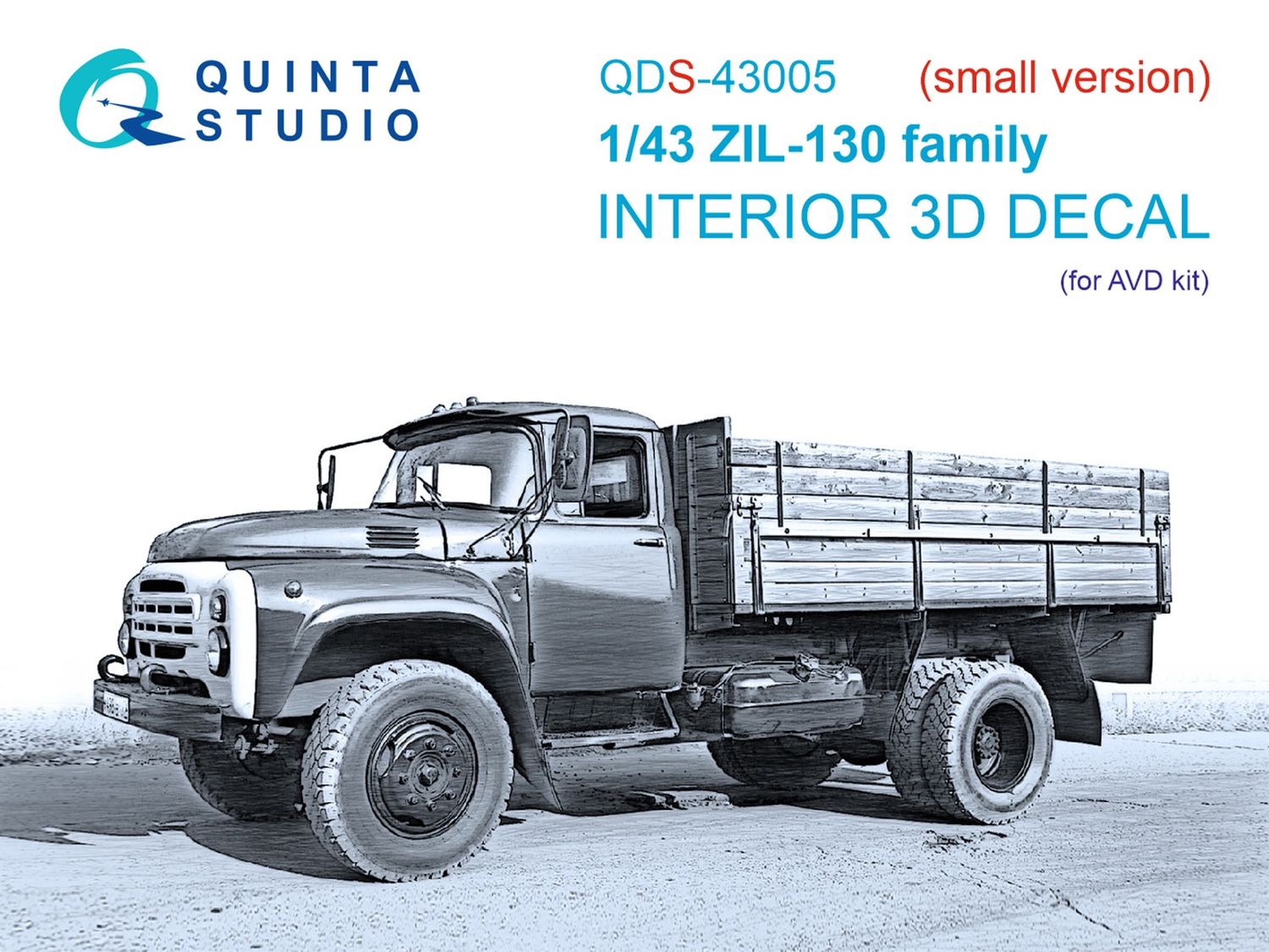 QDS-43005 - ZIL-130 family 3D-Printed &amp; coloured Interior on decal paper (AVD) - Small version - 1:43