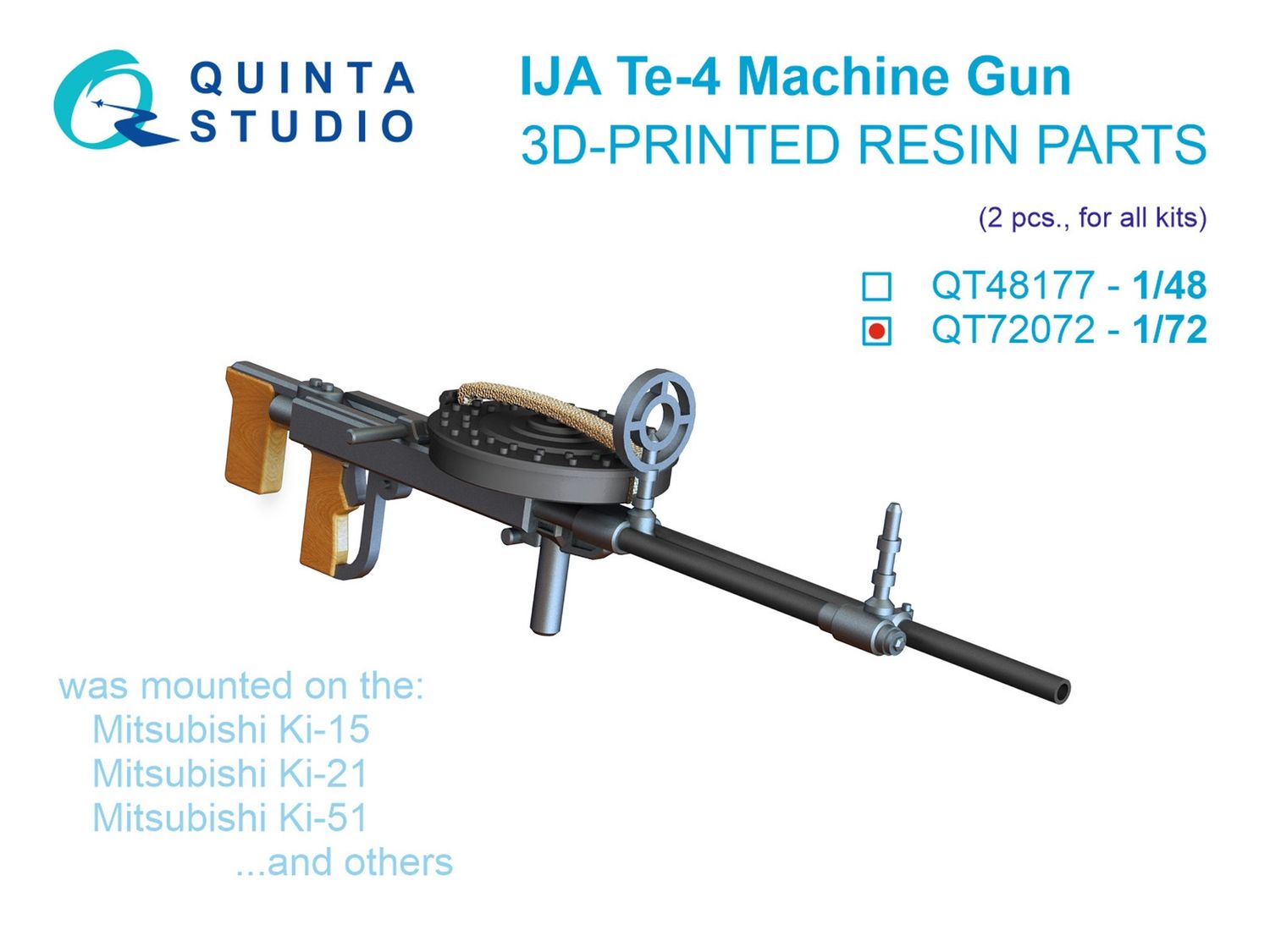 QT72072 - Te-4, WWII IJA Machine Gun, 2 pcs (for all kits) - 1:72