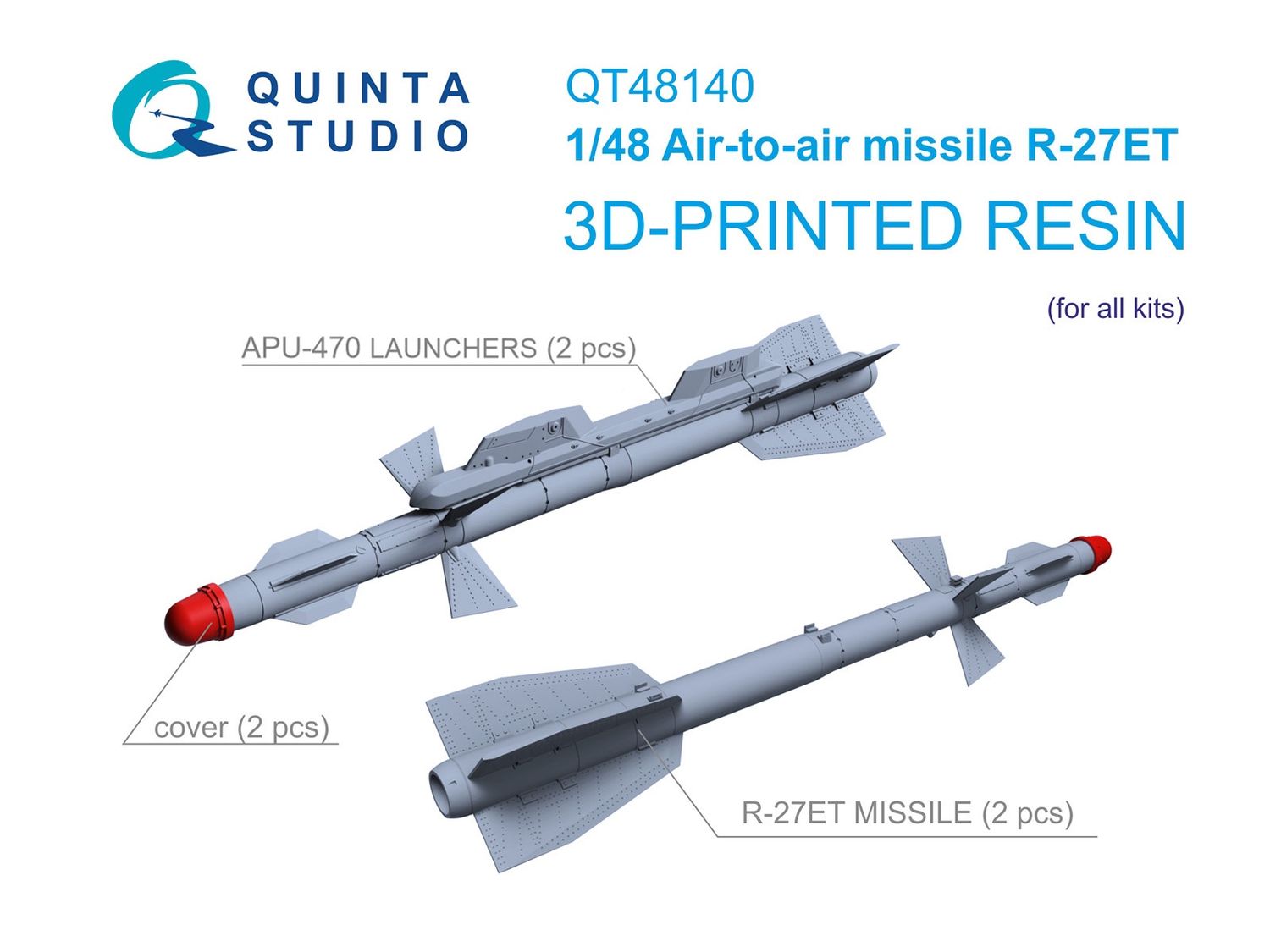 QT48140 - R-27ET Air-to-Air Missiles with Launchers, 2 pcs (for all kits) - 1:48