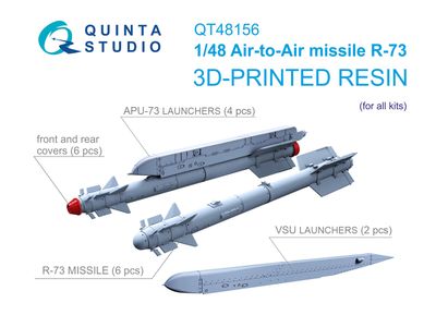QT48156 - R-73 Air-to-Air Missiles with Launchers, 6 pcs (for all kits) - 1:48