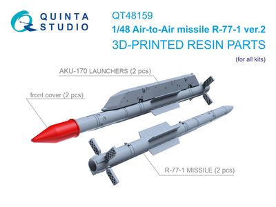 QT48159 - R-77-1 Ver.2 Air-to-Air Missiles with Launchers, 2 pcs (for all kits) - 1:48