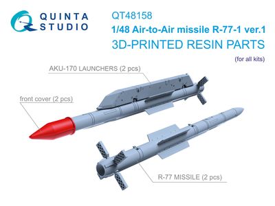QT48158 - R-77-1 Ver.1  Air-to-Air Missiles with Launchers, 2 pcs (for all kits) - 1:48