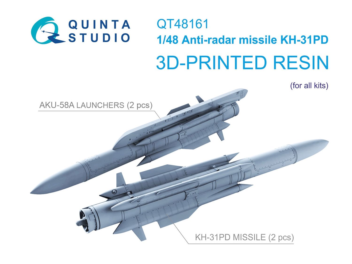 QT48161 - KH-31PD Аnti-radar Missiles with Launchers, 2 pcs (for all kits) - 1:48
