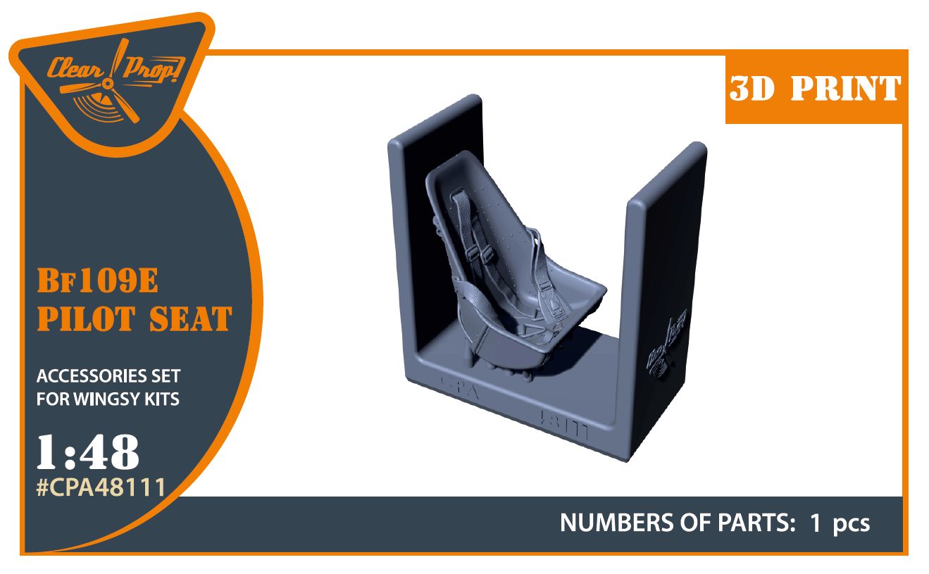 CPA48111 - Bf-109E Pilot seat with safety belts for Wingsy Kits - 1:48