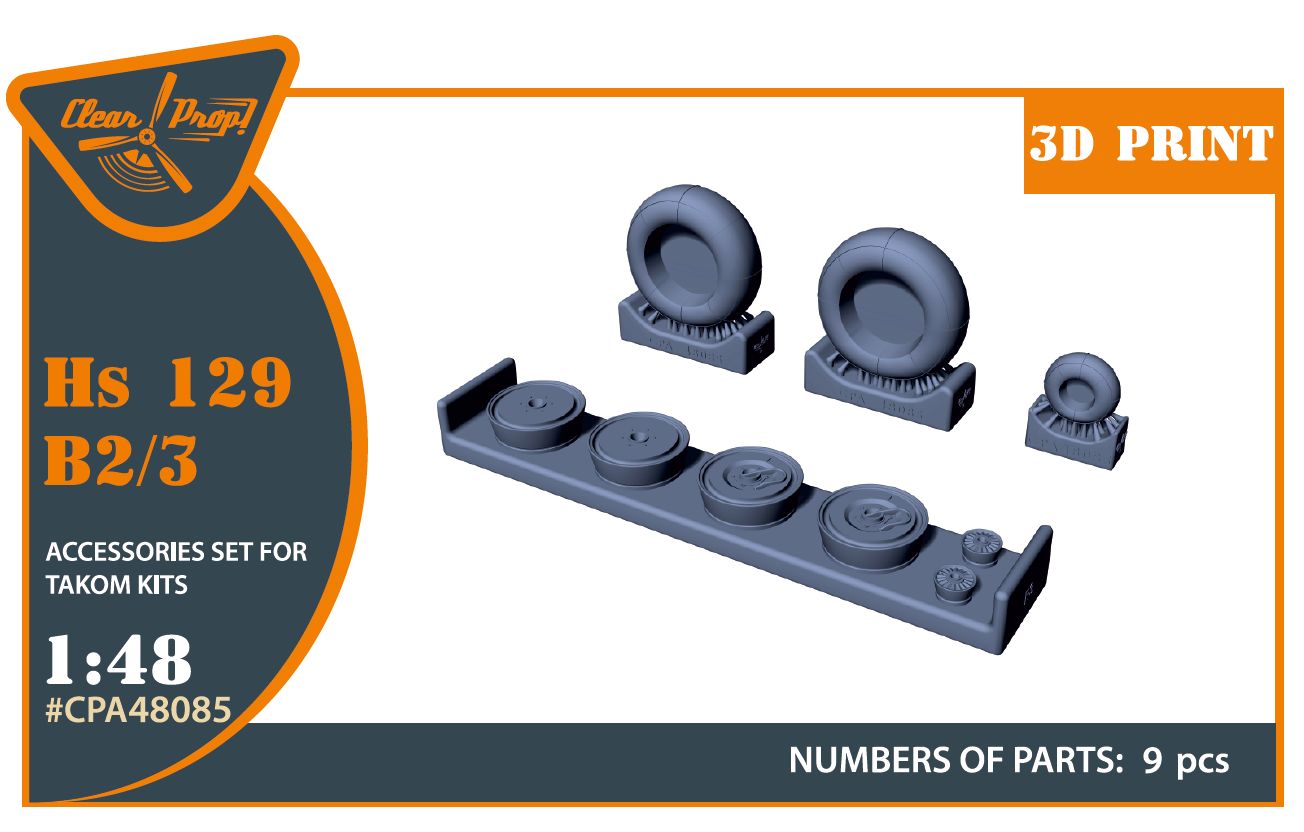 CPA48085 - Hs 129 B2/3 Wheels set (weighted) for Takom Kits - 1:48