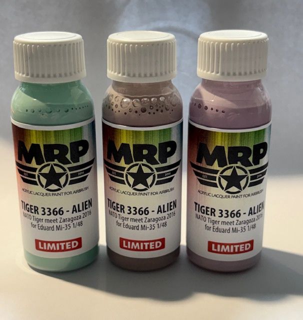 MRP-LIMITED - Special set of 3 colors for Tiger 3366 - Alien - NATO Tigermeet Zaragoza 2016 for Eduard Mi-35 1/48 - 3x30ml
