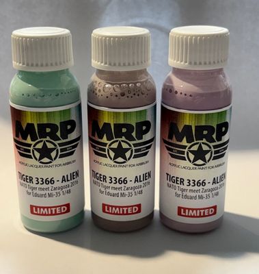 MRP-LIMITED - Special set of 3 colors for Tiger 3366 - Alien - NATO Tigermeet Zaragoza 2016 for Eduard Mi-35 1/48 - 3x30ml