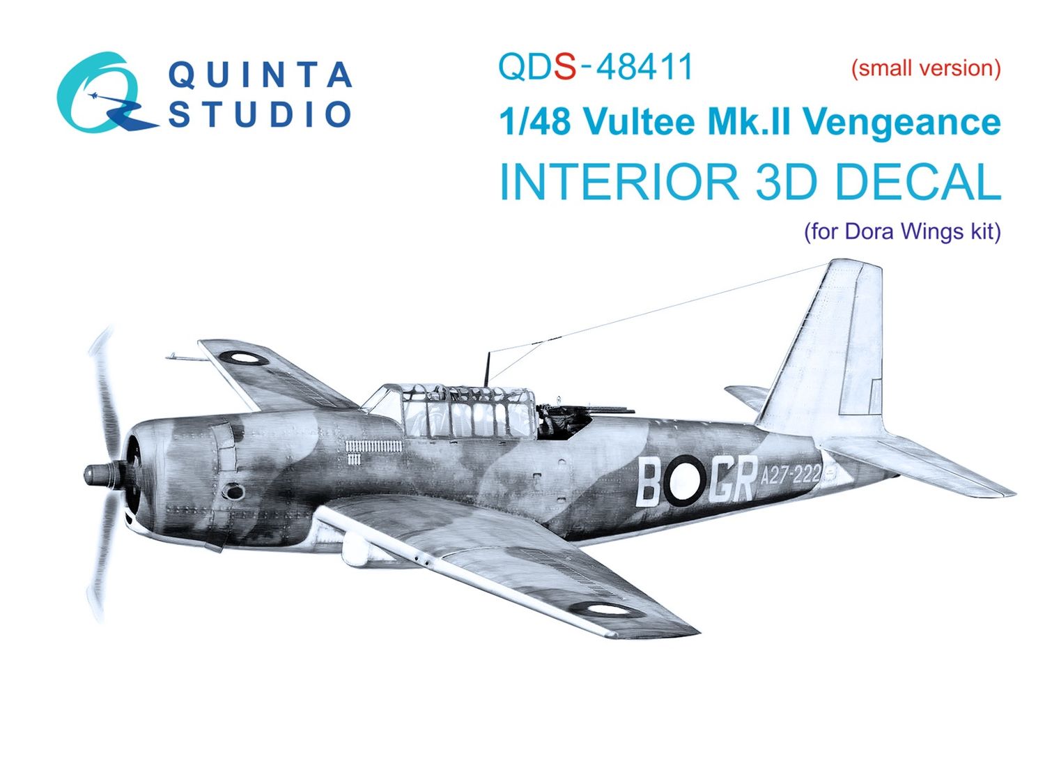 QDS-48411 - Vultee Mk.II Vengeance 3D-Printed &amp; coloured Interior on decal paper (Dora Wings) - Small version - 1:48