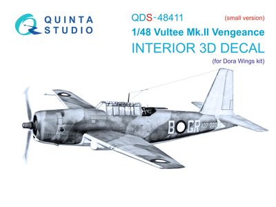 QDS-48411 - Vultee Mk.II Vengeance 3D-Printed &amp; coloured Interior on decal paper (Dora Wings) - Small version - 1:48