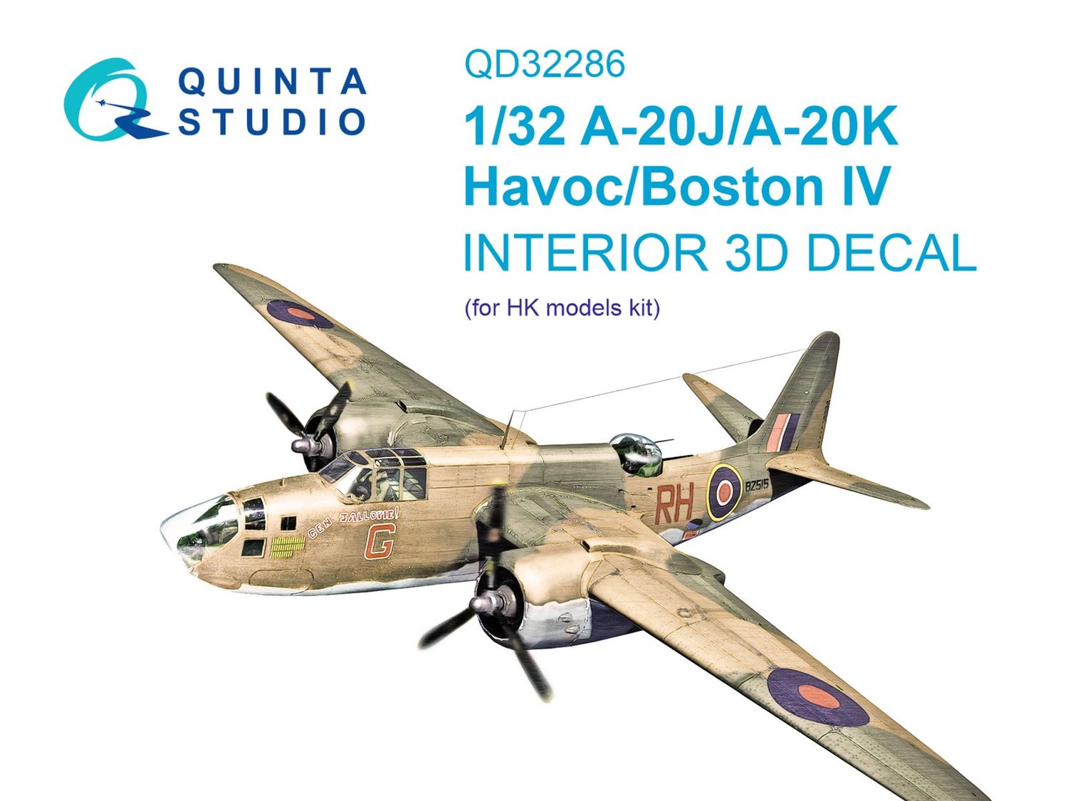 QD32286 - A-20J/A-20K Havoc / Boston IV 3D-Printed &amp; coloured Interior on decal paper (HK models) - 1:32