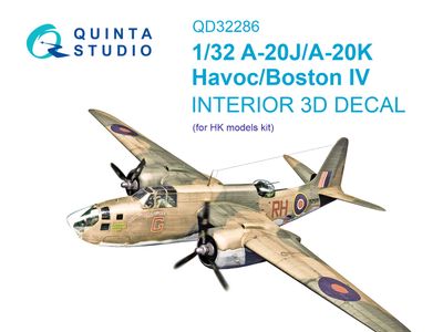 QD32286 - A-20J/A-20K Havoc / Boston IV 3D-Printed &amp; coloured Interior on decal paper (HK models) - 1:32